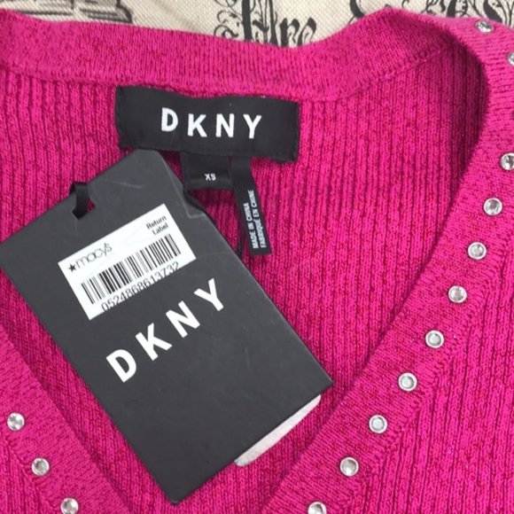 DKNY Metallic-Threaded Embellished Sweater - Picture 3 of 6